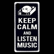 Coque Sony Xperia Z5 Premium Keep Calm Listen music Noir