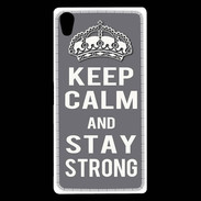 Coque Sony Xperia Z5 Premium Keep Calm Stay strong Gris