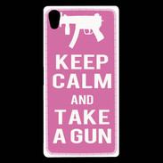 Coque Sony Xperia Z5 Premium Keep Calm Take a gun Rose
