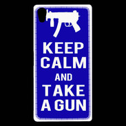Coque Sony Xperia Z5 Premium Keep Calm Take a gun Bleu