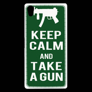 Coque Sony Xperia Z5 Premium Keep Calm Take a gun Vert