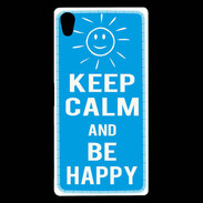 Coque Sony Xperia Z5 Premium Keep Calm Be Happy Cyan