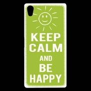 Coque Sony Xperia Z5 Premium Keep Calm Be Happy Vert pomme