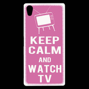 Coque Sony Xperia Z5 Premium Keep Calm Watch TV Rose