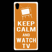 Coque Sony Xperia Z5 Premium Keep Calm Watch TV Orange