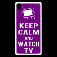 Coque Sony Xperia Z5 Premium Keep Calm Watch TV Violet