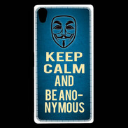 Coque Sony Xperia Z5 Premium Keep Calm and Be Anonymous Bleu