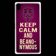 Coque Sony Xperia Z5 Premium Keep Calm and Be Anonymous Rose