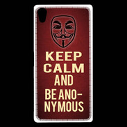 Coque Sony Xperia Z5 Premium Keep Calm and Be Anonymous Rouge