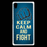 Coque Sony Xperia Z5 Premium Keep Calm and Fight Bleu