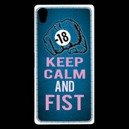 Coque Sony Xperia Z5 Premium Keep Calm and Fist BLeu