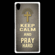 Coque Sony Xperia Z5 Premium Keep Calm and Pray Christian Gris