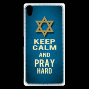 Coque Sony Xperia Z5 Premium Keep Calm and Pray jewish BLeu