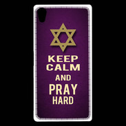 Coque Sony Xperia Z5 Premium Keep Calm and Pray jewish Violet