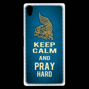 Coque Sony Xperia Z5 Premium Keep Calm and Pray Muslim Bleu