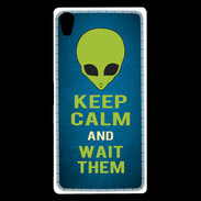 Coque Sony Xperia Z5 Premium Keep Calm and Wait Alien Bleu