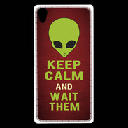 Coque Sony Xperia Z5 Premium Keep Calm and Wait Alien Rouge