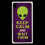Coque Sony Xperia Z5 Premium Keep Calm and Wait Alien Violet