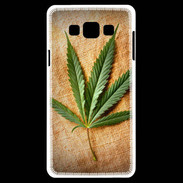Coque Samsung A7 Feuille de cannabis sur toile beige