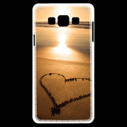 Coque Samsung A7 Coeur sur la plage avec couché de soleil