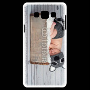 Coque Samsung A7 Bébé dormant avec chapeau tête de chat