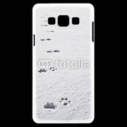 Coque Samsung A7 Traces de pas d'animal dans la neige