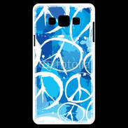 Coque Samsung A7 Peace and love Bleu