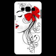 Coque Samsung A7 Visage glamour noir et rouge