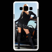 Coque Samsung A7 Femme blonde sexy voiture noire