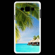 Coque Samsung A7 Palmier et bungalow dans l'océan indien
