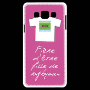 Coque Samsung A7 Fille de rugbyman Bonus offensif-défensif Rose