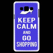 Coque Samsung A7 Keep Calm Go Shopping Bleu