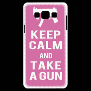 Coque Samsung A7 Keep Calm Take a gun Rose