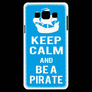 Coque Samsung A7 Keep Calm Be a Pirate Cyan