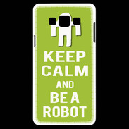 Coque Samsung A7 Keep Calm Be a Robot Vert pomme