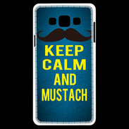 Coque Samsung A7 Keep Calm and Mustach Bleu
