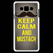 Coque Samsung A7 Keep Calm and Mustach Gris