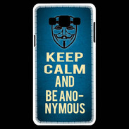 Coque Samsung A7 Keep Calm and Be Anonymous Bleu