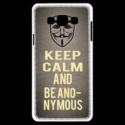 Coque Samsung A7 Keep Calm and Be Anonymous Gris