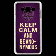 Coque Samsung A7 Keep Calm and Be Anonymous Violet