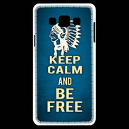 Coque Samsung A7 Keep Calm and Be Free Bleu