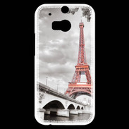 Coque HTC One M8s Tour Eiffel rouge sur fond en noir et blanc