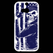 Coque HTC One M8s Tête de mort Biker USA