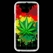 Coque HTC One M8s Feuille de cannabis et cœur Rasta