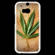 Coque HTC One M8s Feuille de cannabis sur toile beige