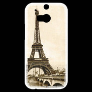 Coque HTC One M8s Tour Eiffel Vintage en noir et blanc