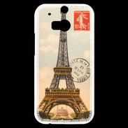 Coque HTC One M8s Vintage Tour Eiffel carte postale