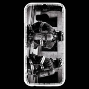 Coque HTC One M8s Pompiers en noir et blanc