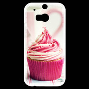 Coque HTC One M8s Cup cake rose et blanc