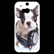 Coque HTC One M8s Bulldog français avec casque de musique